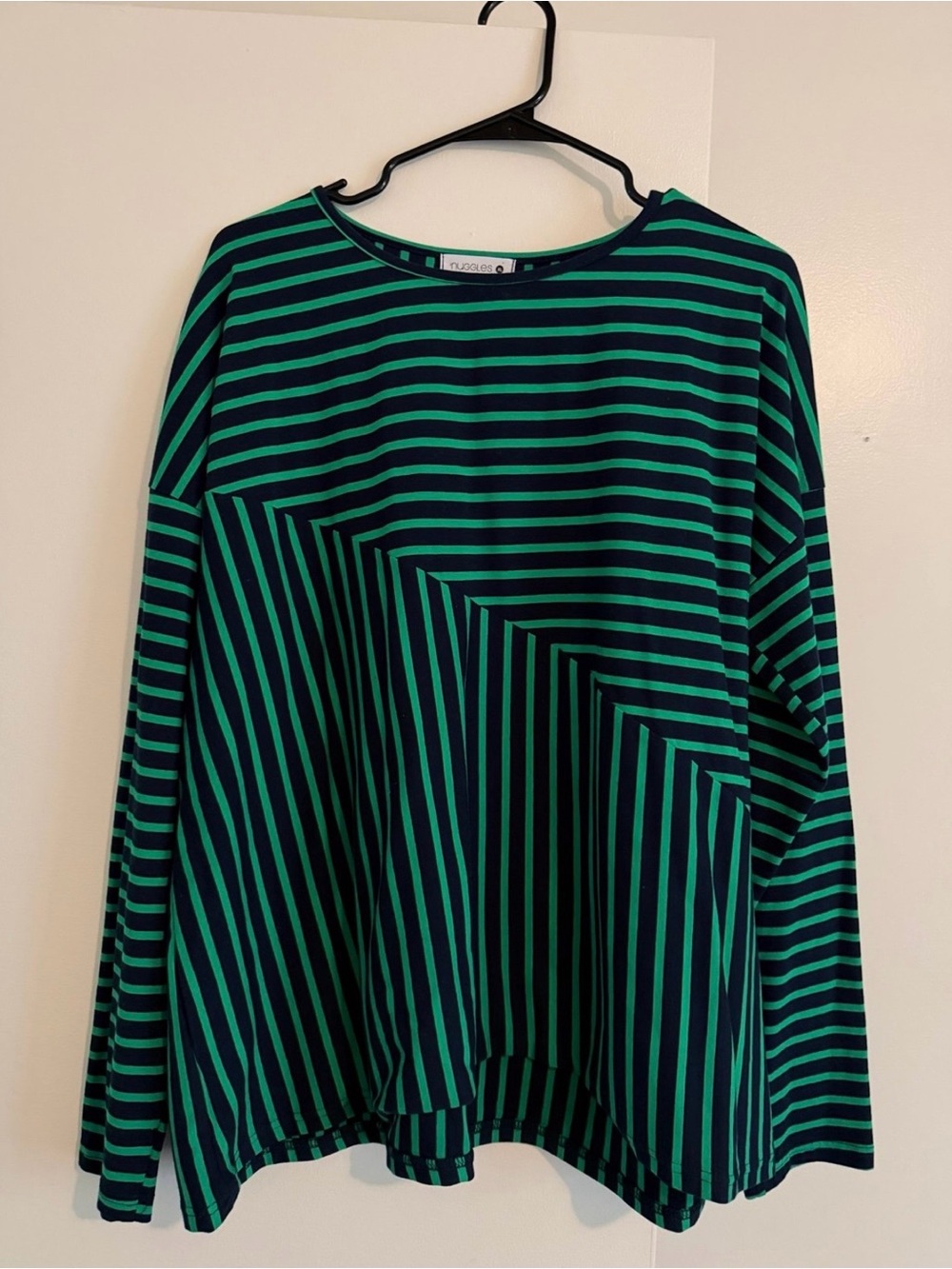 Striped Long Sleeve Top in Green & Navy